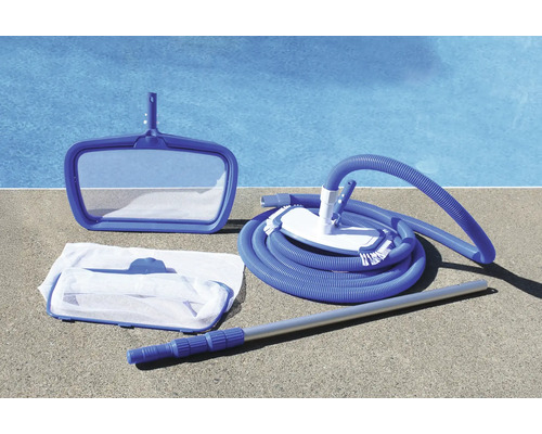 Poolreinigungsset mit Kescher, Bürste, Schlauch und Teleskopstange