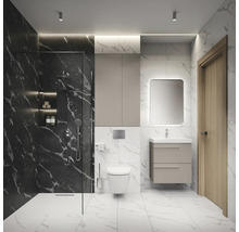 Modernes Badezimmer mit Dusche, Waschbeckenunterschrank und Toilette