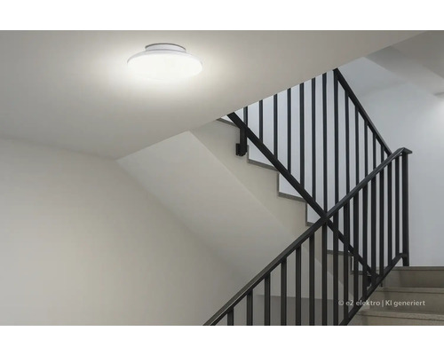 LED Aufbauleuchte e2 ROME 15 W, weiß Treppenhaus mit Deckenleuchte