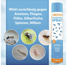 ARDAP Ungezieferspray zur Bekämpfung von Ameisen, Fliegen, Flöhen, Silberfischen, Spinnen und Milben.