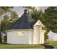 Holzgrillkota mit Dach im Garten