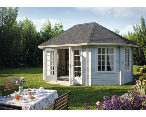 Holz Gartenhaus mit Doppeltür und Fenstern im Garten