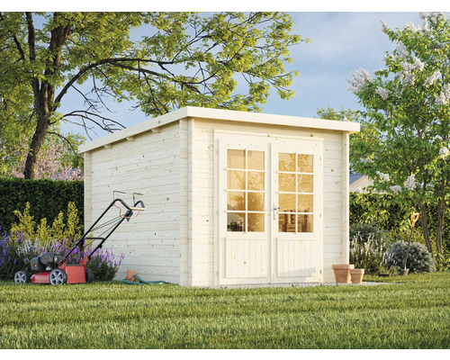 Gartenhaus Palmako Ella 240 x 300 cm Garten mit Gerätehaus aus Holz, Rasenmäher und Gartengeräten