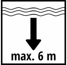 Symbol für die maximale Tauchtiefe von 6 Metern