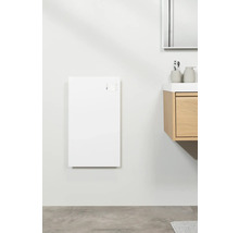 Modernes Badezimmer mit weißem Heizkörper an der Wand neben einem Waschtisch