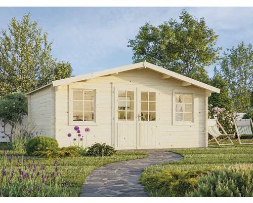 Gartenhaus Palmako Klara 17,0 m² 518 x 420 cm Tauchgrundiert Gartenhaus aus Holz mit Fenstern und Doppeltür im Garten