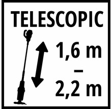 Teleskop-Symbol mit Maßangaben von 1,6 Meter bis 2,2 Meter