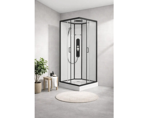 Eckdusche mit Duscharmatur im Badezimmer