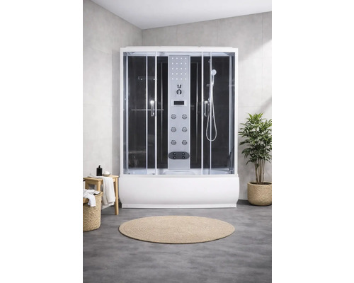 Komplette Duschkabine mit Schiebetüren und Massagefunktion im Badezimmer