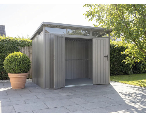 Metall Gerätehaus mit Doppeltür und Oberlicht