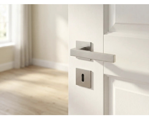 Tür mit modernem Türdrücker aus Metall