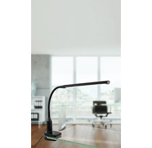 Schreibtischleuchte mit Klemme auf einem Schreibtisch in einem Büro