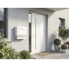 Modernes Hauseingangsbild mit Briefkasten und Haustür