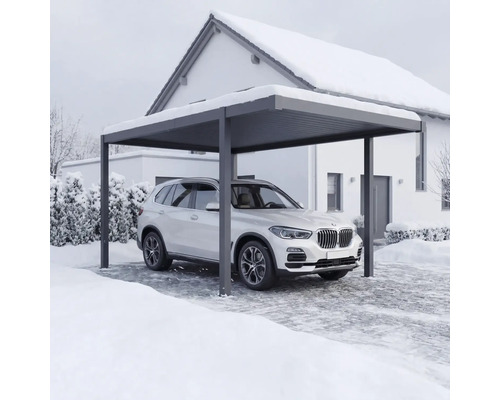 Carport mit Auto im Winter