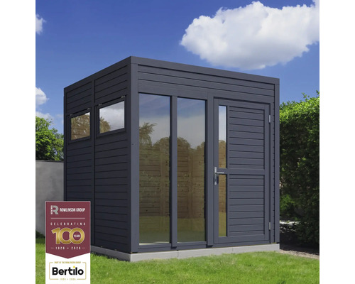 Gartenhaus Bertilo Cubo 2 Office inkl. Fußboden 226 x 240 cm anthrazit Modernes Gartenhaus mit Fenster und Tür aus Holz