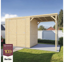 Gartenschrank mit Überdachung aus Holz im Außenbereich