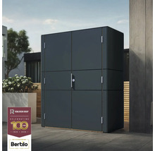 Geräumiger Geräteschrank zur Aufbewahrung von Gartengeräten und Werkzeugen im Außenbereich.