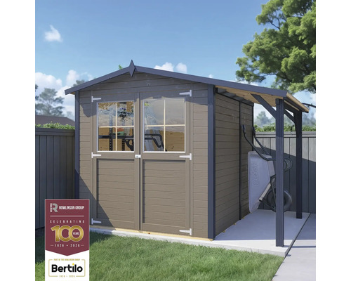 Gartenschuppen mit Doppeltür, Fenstern und Unterstand