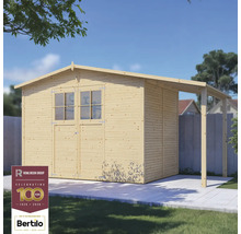 Gartenhaus aus Holz mit Doppeltür, Fenstern und Vordach