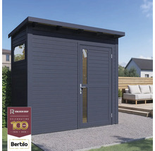 Gartenhaus mit Fenster und Tür mit Glasausschnitt