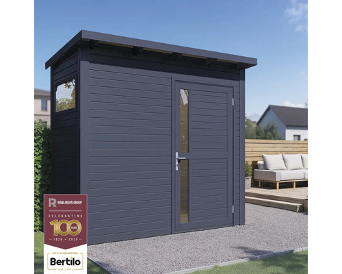 Gartenhaus Bertilo Pentus 1 inkl. Fußboden 247 x 143 cm anthrazit Gartenhaus mit Fenster und Tür mit Glasausschnitt