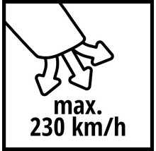 Symbol für maximale Luftgeschwindigkeit von 230 Kilometer pro Stunde
