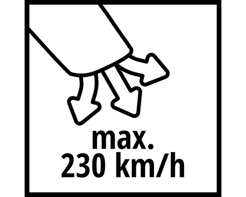 Symbol für maximale Luftgeschwindigkeit von 230 Kilometer pro Stunde