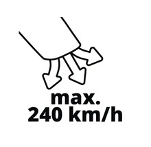 Maximale Luftgeschwindigkeit von 240 Kilometer pro Stunde.