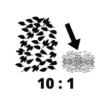 Kompostierungsverhältnis 10:1 mit Blättern und Pfeil