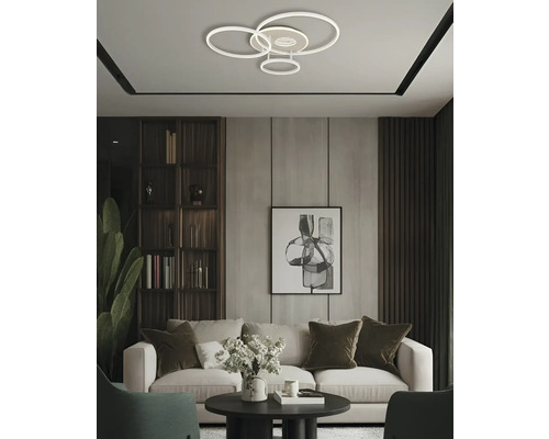 Wohnzimmer mit Deckenleuchte im modernen Design mit runder Form