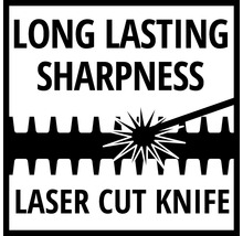 Symbol für lange anhaltende Schärfe durch Laserschnittmesser