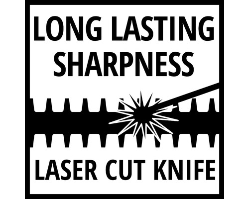 Symbol für lange anhaltende Schärfe durch Laserschnittmesser