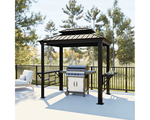 Grillpavillon mit Grill und Ablageflächen auf einer Terrasse