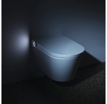 Wand-WC mit integriertem beleuchtetem Nachtlicht an der Seite, modernes minimalistisches Design.