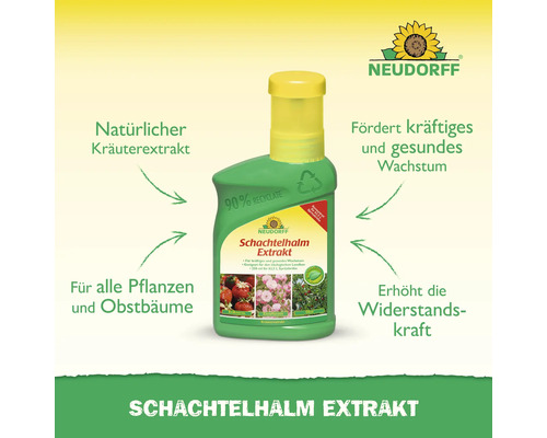 Neudorff Schachtelhalm Extrakt, natürlicher Kräuterextrakt für Pflanzen und Obstbäume, fördert Wachstum und Widerstandskraft, Neudorff Logo.