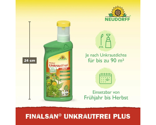 Neudorff Finalsan UnkrautFrei Plus Unkrautvernichter, Höhe 24 Zentimeter, Reichweite bis zu 90 Quadratmeter, einsetzbar von Frühjahr bis Herbst.