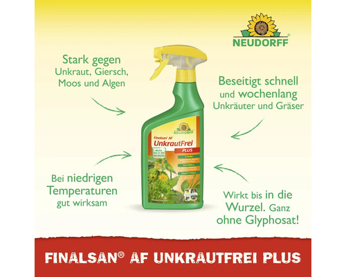 Neudorff Finalsan AF UnkrautFrei Plus Sprühflasche gegen Unkraut, Giersch, Moos, Algen und Gräser, wirksam bis in die Wurzel und ohne Glyphosat.