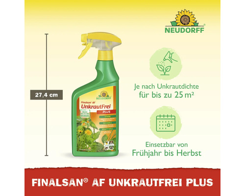 Neudorff Finalsan AF UnkrautFrei PLUS Unkrautvernichter Spray Höhe 27,4 Zentimeter für bis zu 25 Quadratmeter Frühjahr bis Herbst Neudorff Logo.