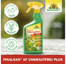 Neudorff Finalsan AF UnkrautFrei Plus Sprühflasche, Neudorff Logo, schonend für Tiere, wirkt bis in die Wurzel, Verpackung mit Altplastik.