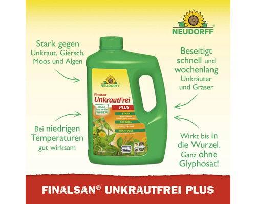 Neudorff Finalsan UnkrautFrei Plus Unkrautvernichter im Kanister, gegen Unkraut, Giersch, Moos und Algen, glyphosatfrei und wurzeltief wirksam.