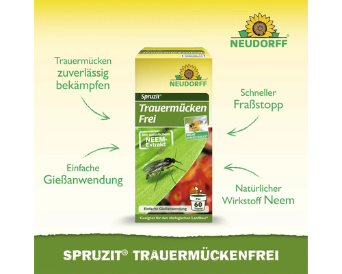 Neudorff Spruzit TrauermückenFrei zur Bekämpfung von Trauermücken mit Neem-Extrakt, Gießanwendung, geeignet für den ökologischen Landbau.