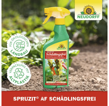 Neudorff Spruzit AF Schädlingsfrei Sprühflasche im Garten, für ökologischen Landbau, Verpackung aus Altplastik, Neudorff Logo.