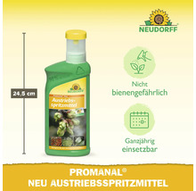 Neudorff Logo, Promanal Neu Austriebsspritzmittel, 24,5 Zentimeter hohe Flasche, nicht bienengefährlich, ganzjährig einsetzbar, 90 Prozent Rezyklat.