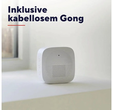 Inklusive kabellosem Funkgong mit integriertem Lautsprecher.