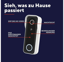 Video-Türsprechanlage mit 3 Megapixel High Definition Video, Nachtsicht, Bewegungserkennung und Spritzwasserschutz IP65.