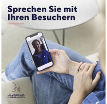 Kommunikation mit Besuchern über eine Video-Türklingel-App auf einem Smartphone mit High Definition Video und Zwei-Wege-Audio.