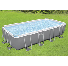 Bestway Steel Pro Max rechteckiger Aufstellpool mit Stahlrahmen auf einer Rasenfläche.