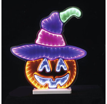 Halloween-LED-Dekoration Kürbis mit Hexenhut und Unendlichkeits-Spiegeleffekt.