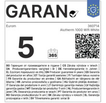 5 Jahre Herstellergarantie für Eurom Alutherm 1000 Wifi White