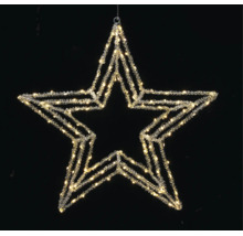 Hängender LED-Stern für die Weihnachtsdekoration mit warmweißen Lichtern und kristallartigem Geflecht.
